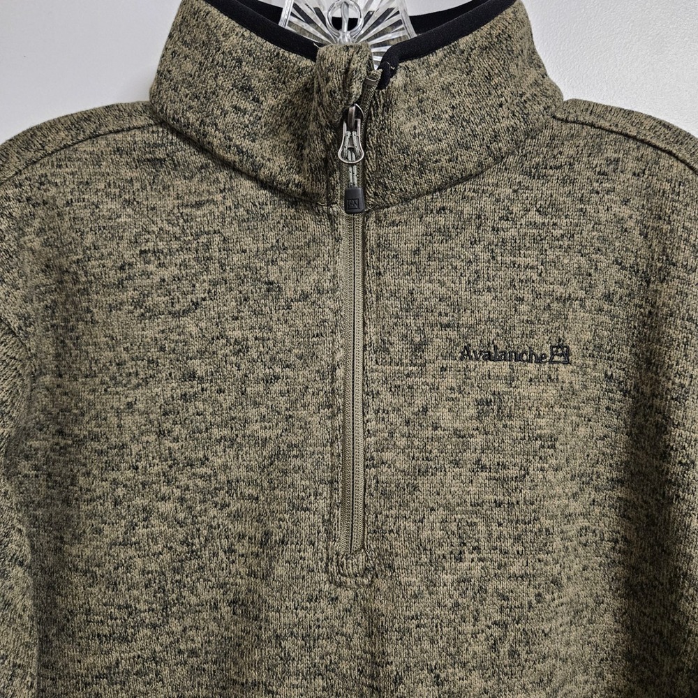 Avalanche Pullover Mens Large Olive Green Quarter Zip Fleece Sleeve Pocket Tech